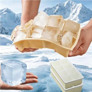 取り出しやすい 大きい 5CM四角氷 2個セット溶けにくい製氷皿 シリコン 製氷器 大きい 5CM四角氷 8穴 防塵フタ付き 省スペース収納