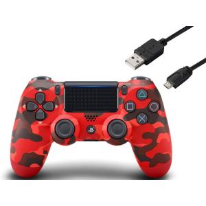 【充電ケーブル3m付】ワイヤレスコントローラー(DUALSHOCK 4) レッド・カモフラージュ｜onlineshopkawasaki