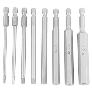 8個 100mm長の六角ビットセット 1/4"六角シャンク磁気六角ドライバービットセット 2.5-12mm