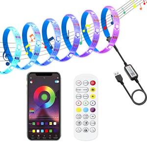 LEKE ライトテープ LEDテープライトRGBIC 流れるテープ 虹色 2M ledテープMagicColor音楽センサー音声同期 調光調色 間