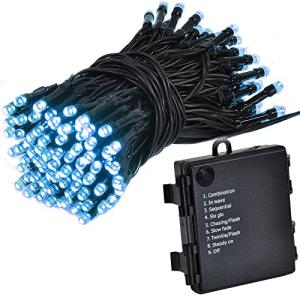 Bonarca イルミネーションライト 電池式 LED 12m 150球 パステルブルー 点灯パターン8種類 イルミネーション クリスマス ツリー 自動消灯