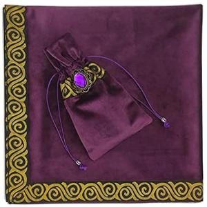 タロットクロスパープル68×68cm 2点セット ベルベット ポーチ付タロット カード 占い 厚手滑り止め付きベルベッ