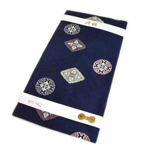 反物 米沢紬 八寸名古屋帯 「福来郎」スワセンイ ベージュ色 梟柄 動物  