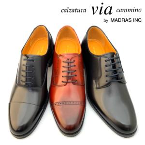ビジネスシューズ 本革 メンズ 革靴 プレーントゥ 紳士靴 幅広 黒 茶 VC8044 VC8045 VC8046 calzatura via cammino byMADRAS INC マドラス