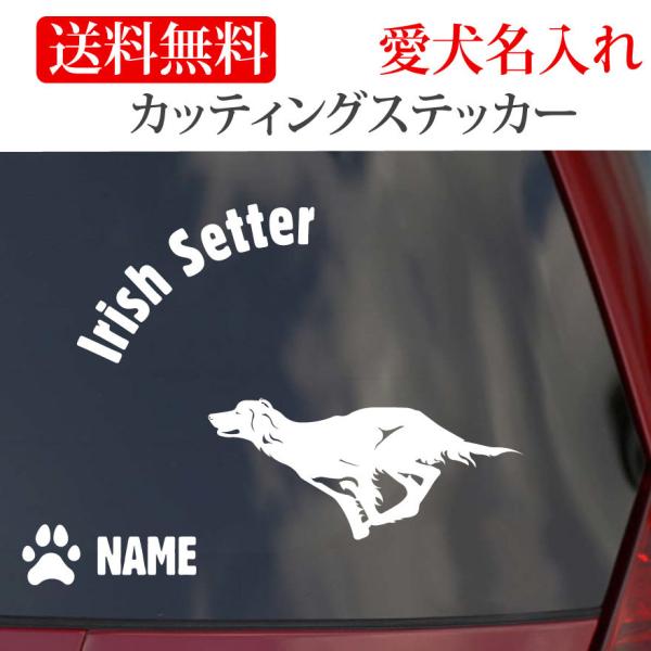 アイリッシュセッター ステッカー カッティングステッカー RUN 円形文字 車 名入り