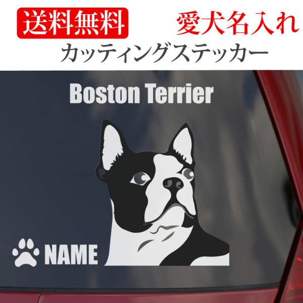 ボストンテリア ステッカー カッティングステッカー 顔 車 名入り