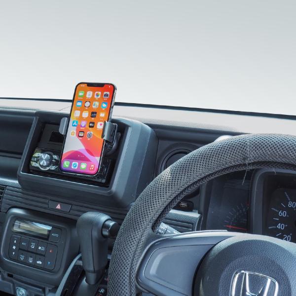 スマホホルダー1DINスペーススタンドセット BSA123 ワイヤレス充電機能付きスマホホルダーセッ...