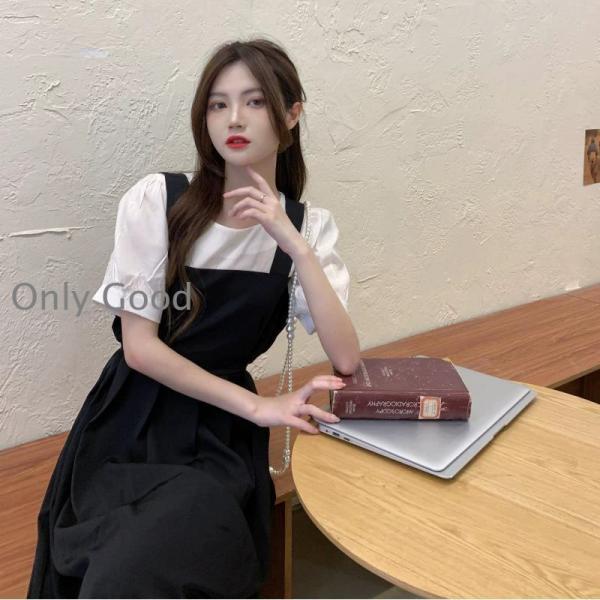 サロペットスカート レディース 40代 マキシワンピース 春夏 サロペットスカート黒ジャンパースカー...