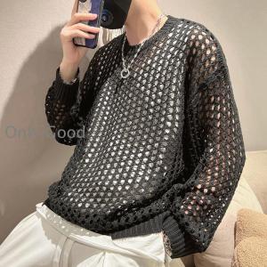 穴あきニットサマー ニット トップス 春夏秋 メッシュニット