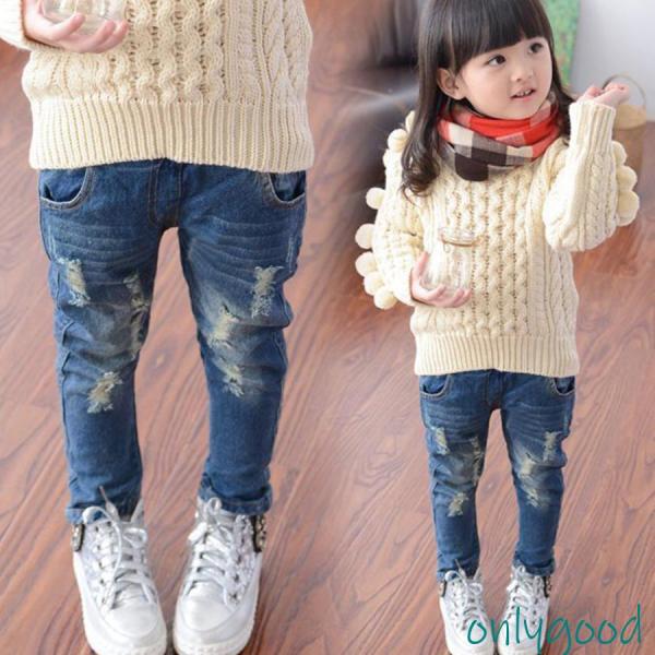 キッズデニムパンツ 可愛い ジーンズ 男の子 ダメージデニム 新作 秋着 女の子 長ズボン ファッシ...