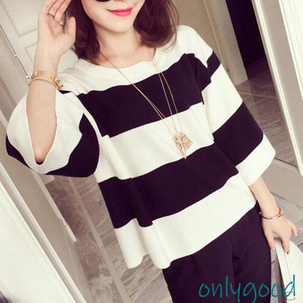 Tシャツ レディース きれいめ 40代 秋新作 七分袖ニットソー薄手 ショット丈Tシャツ   ボーダ...