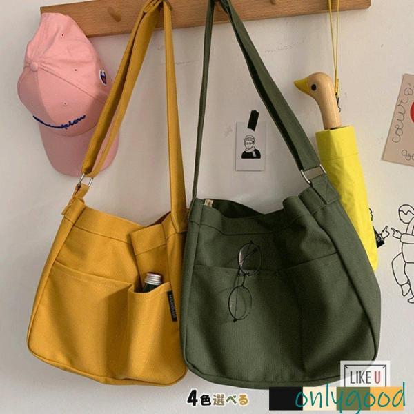 斜めがけバッグ 無地 ショルダーバッグ 肩掛けレディース 旅行 可愛い 大容量 通学 通勤 バッグ　...