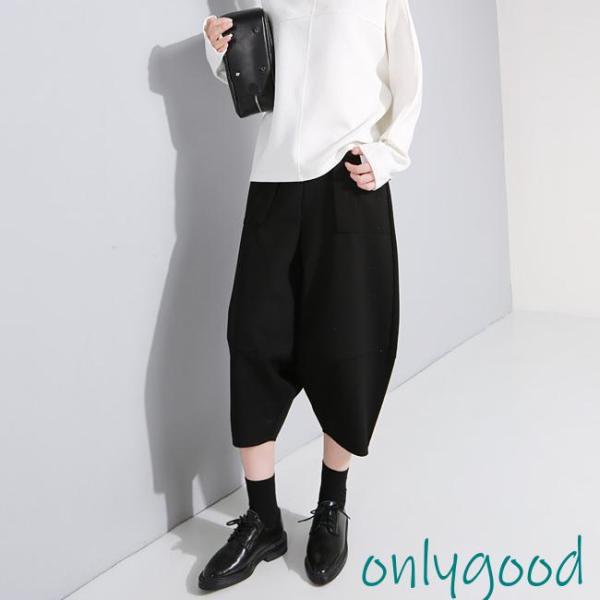 サルエルパンツ ワイドパンツ ウエストゴム入り 無地 ゆったり レディース ボトムス