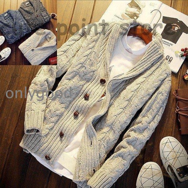 メンズ カジュアル ストリート カーディガン アウター ジャケットニットセーター ニットセーター メ...