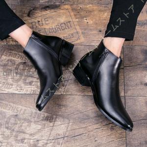 ショートブーツ メンズ 本革サイドジップ ブーツ 革靴 皮靴 カジュアル