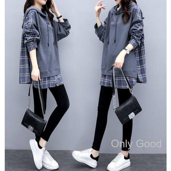 スウェット レディース 40代 秋服長袖 スエットシャツ チェック柄切り替えトレーナー カジュアル ...