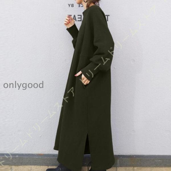 ワンピース レディース 部屋着 コットン ゆったり ワンピース 大きいサイズ マキシワンピース 冬 ...