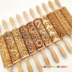 クッキー手作り クッキー型 クッキーローラー ローリングピン 焼菓子 ビスケット生地 型 麺棒 木製 生地刻ま キッチン｜Only Good