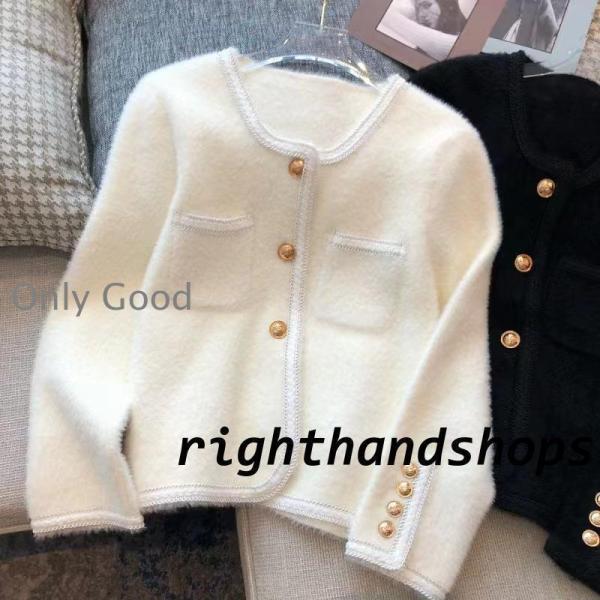 ブレザージャケット レディース ノーカラージャケット  ツイード 長袖 ニット アウター 韓国風 春...