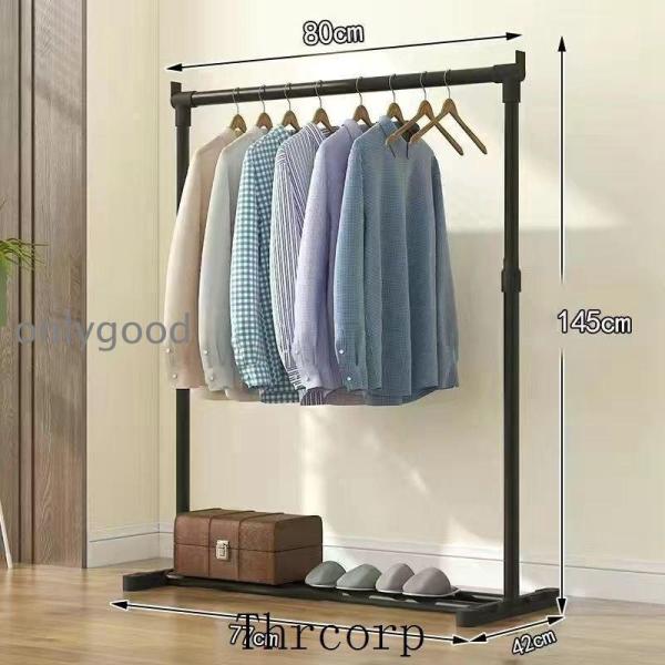 60cm80cmハンガーラックシングルパイプハンガー組立式自立型押入れコートラックブラックガーメント...