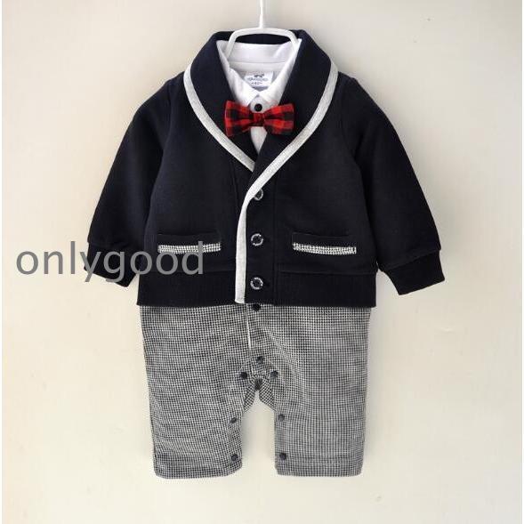 ベビー服 新生児 赤ちゃん  男の子  スーツ ロンパース 春秋   肌着 出産祝い 結婚式 退院 ...