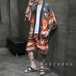 甚平 メンズ 上下セット M-5XL セットア...の詳細画像3