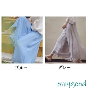 ワイドパンツ レディース 夏 ウエストゴム バ...の詳細画像2