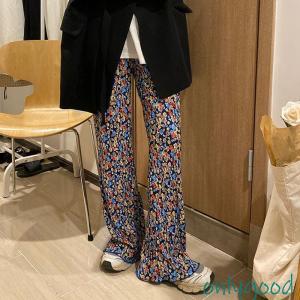 ワイドパンツ レディース ブルー 花柄 夏 ボ...の詳細画像2