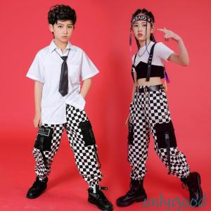 キッズダンス衣装 チェック柄 セットアップ ヒ...の詳細画像1