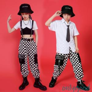 キッズダンス衣装 チェック柄 セットアップ ヒ...の詳細画像2
