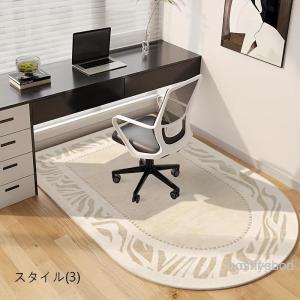 シンプルデザイン デスクカーペット 丸型 チェ...の詳細画像3