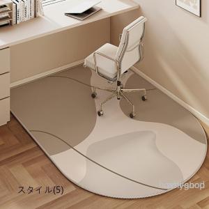 シンプルデザイン デスクカーペット 丸型 チェ...の詳細画像5