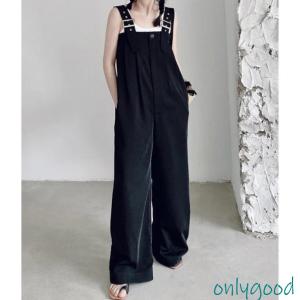 オールインワン レディース 黒 ジャンプスーツ つなぎ 長袖 サロペット