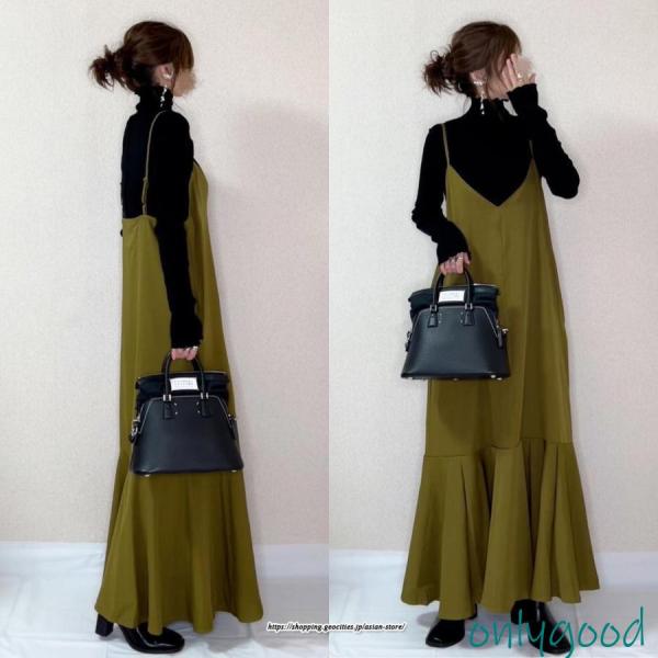 ワンピース キャミワンピース レディース 春夏 Vネック  マーメイド マキシワンピ ロング フリル...