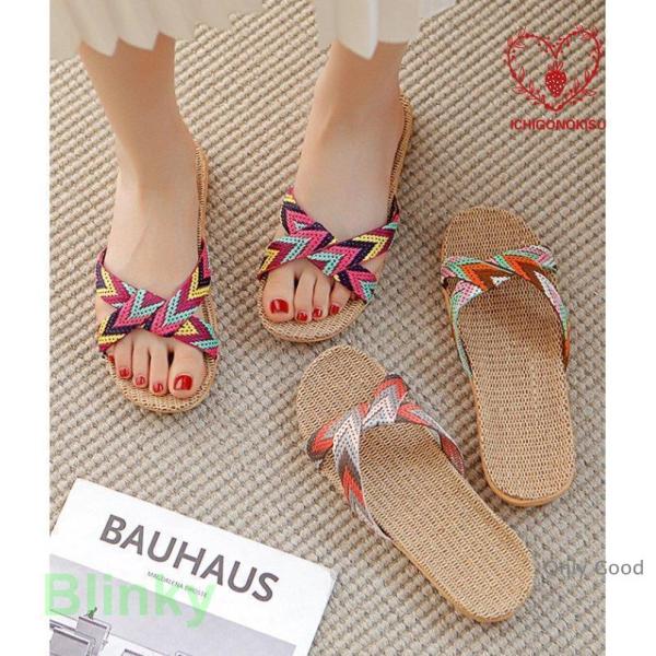 ルームシューズ 室内 スリッパ 春 夏 サンダル スリッパ レディース 麻 ジュート サンダル 涼し...
