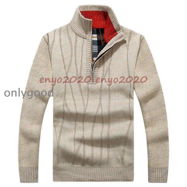メンズ ニット  セーター  ハーフジップ ニット 立ち襟   新作 30代 40代  2021  ...