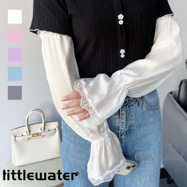 アームカバー uvカット ロング レース 紫外線 涼しい シルク ゆったり 夏 ホワイト 韓国ファッ...