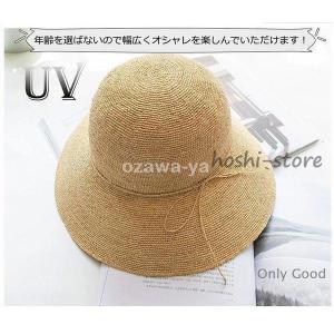 ストローハット帽子レディースおしゃれ日よけ日焼...の詳細画像3
