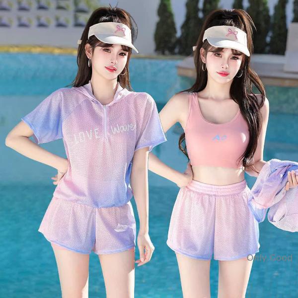 水着 レディース体型カバー 中学生 高校生 3点セット スポーティー 学生韓国 プール 女の子 海 ...