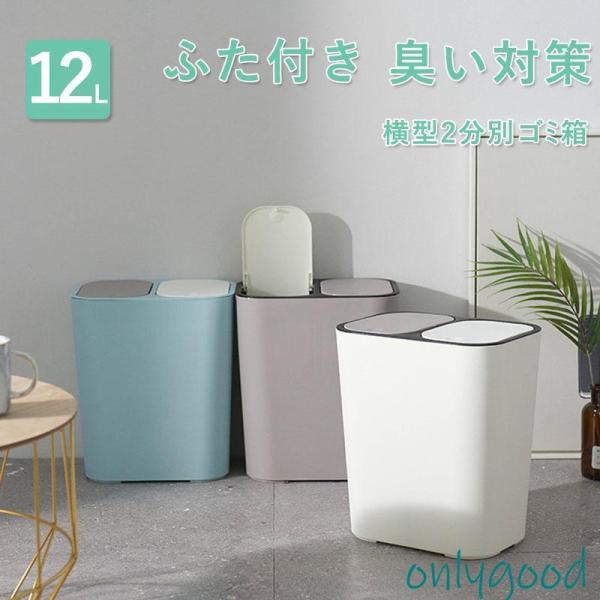 ゴミ箱 ふた付き 2分別ワゴン 蓋つき 臭い対策 ダストボックス  プッシュオープン シンプル 台所...