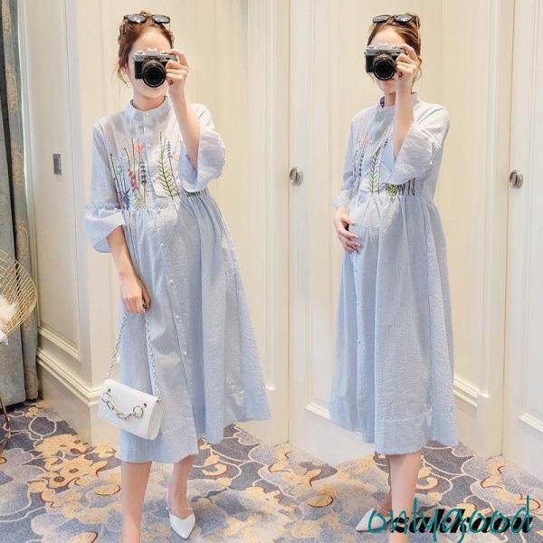 授乳服 マタニティ 服 シャツワンピース お宮参り 長袖 妊婦服  お仕事 通勤 ワンピース 授乳し...