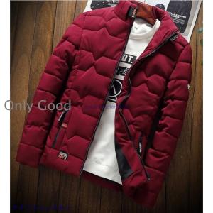 ダウンジャケット メンズ 中綿ジャケット フード付き ハイネック ブルゾン 冬アウター 無地 防風コート 防寒着 ジャケット ブルゾン アウター ダウンコート