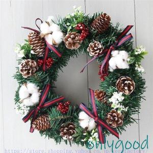 クリスマスリース クリスマス飾り 40cm クリスマスツリー オーナメント ナチュラル ドアリース 玄関 庭園 部屋 壁飾り ガーランド 松かさ おしゃれ 新年飾り