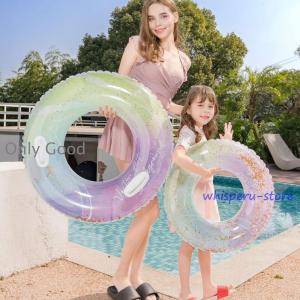 浮き輪 大人用 キラキラ レディース キッズ うきわ 子供 フロート ボート マット SNSで話題 海水浴 かわいい インスタ映え おもしろ 波乗り 夏休み 海カラフル