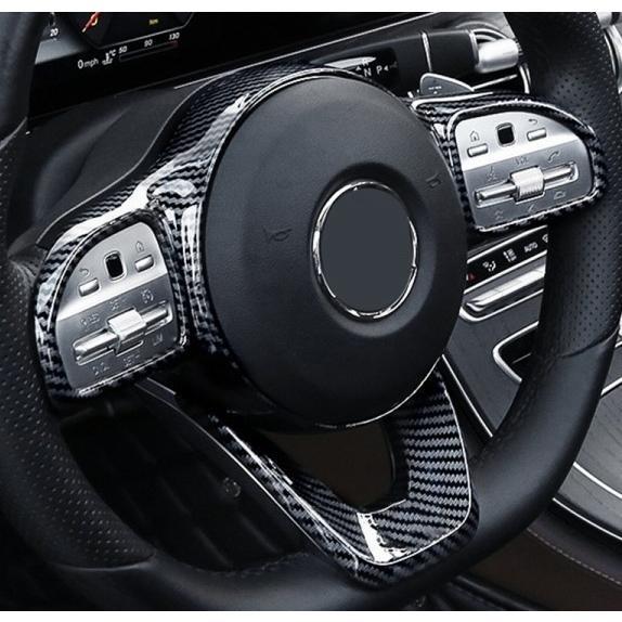 スポーティ全開♪ カーボン ルック ステアリングカバー ベンツ R217 S400 S450 S55...