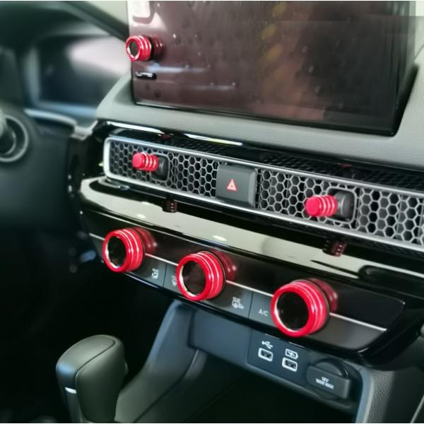 デザイン性UP♪ ホンダ レッド エアコン ダイヤル ＆ エアコンコントロールノブ カバー シビック...