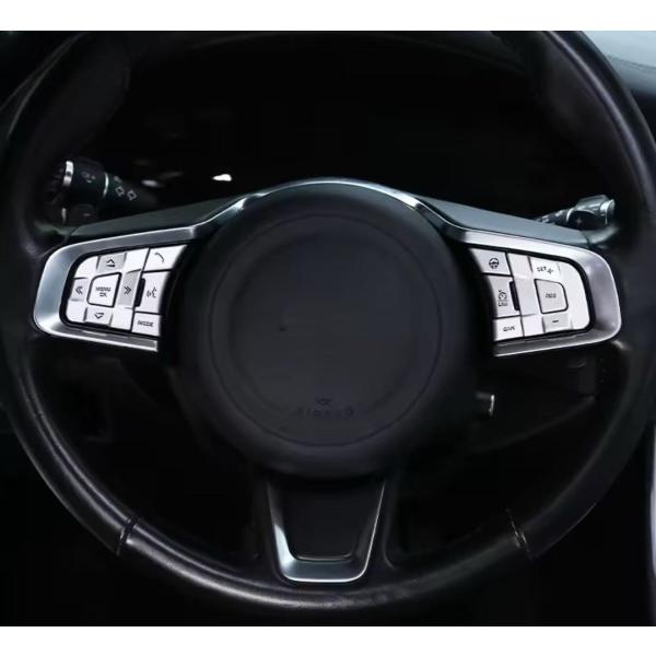 高品格♪ サテンシルバー ステアリング スイッチ カバー ジャガー Fタイプ クーペ コンバーチブル...