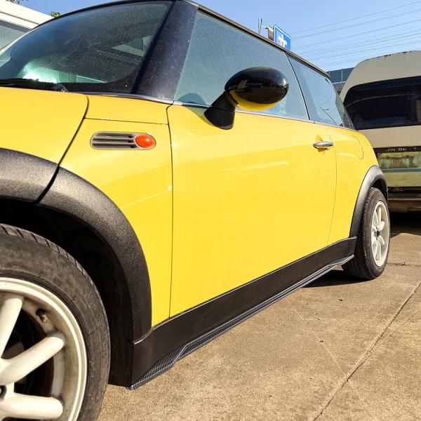 スポーティ全開♪ カーボン ルック サイドスカート カバー BMW MINI ミニ R50 R52 ...