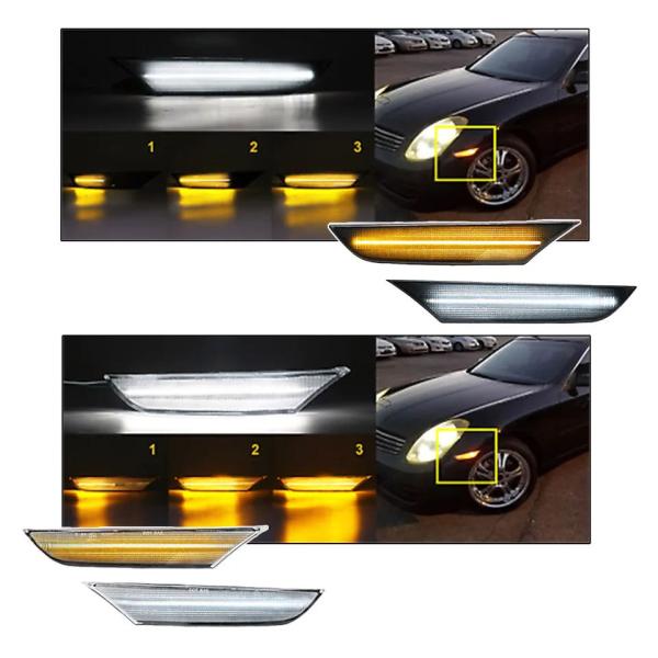 ポジション発光♪ LED シーケンシャルウインカー フェンダーマーカー スカイライン V35 250...