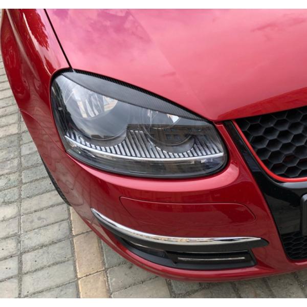 スポーティ全開♪ カーボン ルック アイライン ヘッドライト ガーニッシュ ゴルフ5 ゴルフV E ...